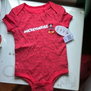 Red Mickey Mouse Baby Onesie NWT